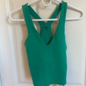 ALO Yoga Green V-Neck Racerback Tank Top